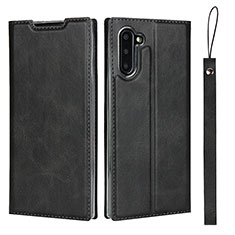 Leather Case Stands Flip Cover T09 Holder for Samsung Galaxy Note 10 Black