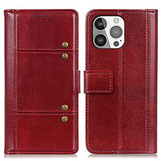 Leather Case Stands Flip Cover T10 Holder for Apple iPhone 14 Pro Red