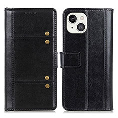 Leather Case Stands Flip Cover T10 Holder for Apple iPhone 15 Plus Black