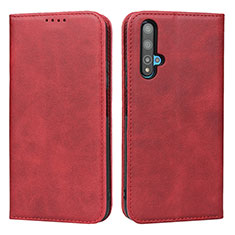 Leather Case Stands Flip Cover T10 Holder for Huawei Honor 20S Red