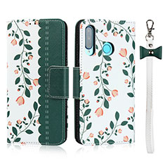 Leather Case Stands Flip Cover T10 Holder for Huawei P30 Lite XL Green