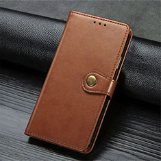 Leather Case Stands Flip Cover T10 Holder for Oppo F15 Brown