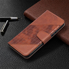 Leather Case Stands Flip Cover T10 Holder for Xiaomi Redmi 9i Brown