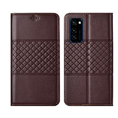 Leather Case Stands Flip Cover T11 Holder for Huawei Honor View 30 Pro 5G Brown