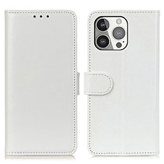 Leather Case Stands Flip Cover T12 Holder for Apple iPhone 14 Pro Max White