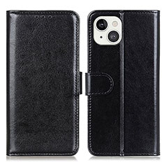 Leather Case Stands Flip Cover T12 Holder for Apple iPhone 15 Plus Black