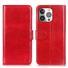 Leather Case Stands Flip Cover T12 Holder for Apple iPhone 15 Pro Red