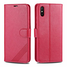 Leather Case Stands Flip Cover T12 Holder for Xiaomi Redmi 9i Red