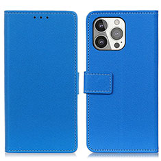 Leather Case Stands Flip Cover T14 Holder for Apple iPhone 13 Pro Max Blue