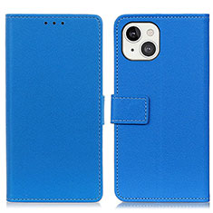 Leather Case Stands Flip Cover T14 Holder for Apple iPhone 14 Plus Blue