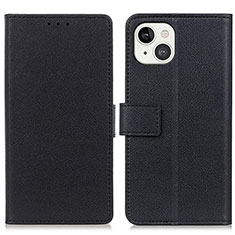 Leather Case Stands Flip Cover T14 Holder for Apple iPhone 15 Black