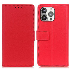 Leather Case Stands Flip Cover T14 Holder for Apple iPhone 16 Pro Max Red