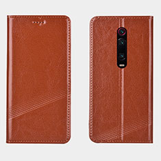 Leather Case Stands Flip Cover T14 Holder for Xiaomi Mi 9T Orange