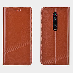 Leather Case Stands Flip Cover T14 Holder for Xiaomi Mi 9T Pro Orange