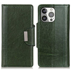 Leather Case Stands Flip Cover T15 Holder for Apple iPhone 13 Pro Green