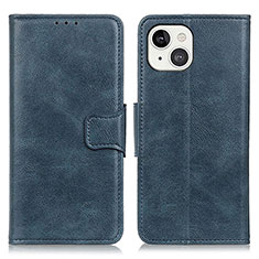 Leather Case Stands Flip Cover T17 Holder for Apple iPhone 14 Plus Blue