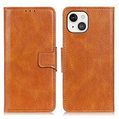 Leather Case Stands Flip Cover T17 Holder for Apple iPhone 15 Brown