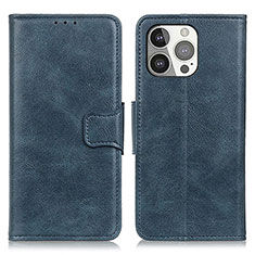 Leather Case Stands Flip Cover T17 Holder for Apple iPhone 15 Pro Max Blue