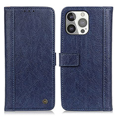 Leather Case Stands Flip Cover T18 Holder for Apple iPhone 15 Pro Blue