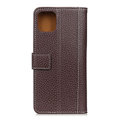 Leather Case Stands Flip Cover T19 Holder for Xiaomi Mi 11 Lite 5G Brown