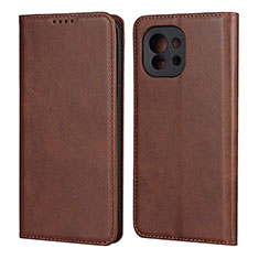 Leather Case Stands Flip Cover T20 Holder for Xiaomi Mi 11 Lite 4G Brown