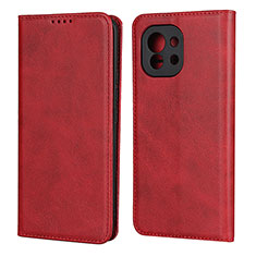 Leather Case Stands Flip Cover T20 Holder for Xiaomi Mi 11 Lite 4G Red