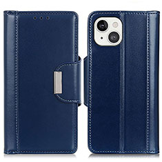 Leather Case Stands Flip Cover T22 Holder for Apple iPhone 15 Blue