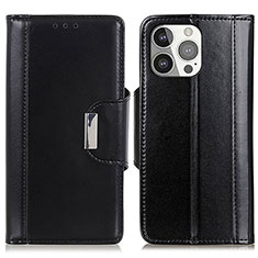 Leather Case Stands Flip Cover T22 Holder for Apple iPhone 15 Pro Max Black