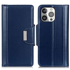 Leather Case Stands Flip Cover T22 Holder for Apple iPhone 15 Pro Max Blue