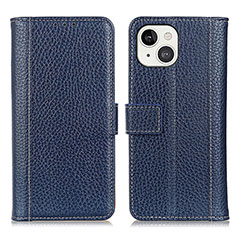 Leather Case Stands Flip Cover T23 Holder for Apple iPhone 14 Blue