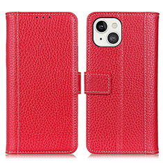 Leather Case Stands Flip Cover T23 Holder for Apple iPhone 15 Red