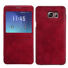 Leather Case Stands Flip Cover U01 for Samsung Galaxy S7 Edge G935F Red