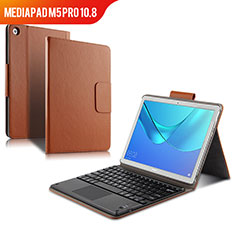 Leather Case Stands Flip Cover with Keyboard for Huawei MediaPad M5 Pro 10.8 Brown