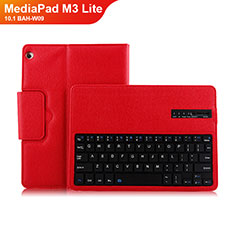 Leather Case Stands Flip Cover with Keyboard L01 for Huawei MediaPad M3 Lite 10.1 BAH-W09 Red