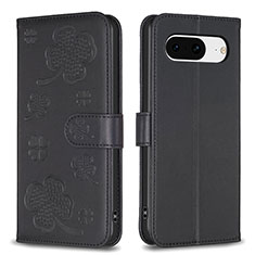 Leather Case Stands Flip Flowers Cover Holder BF1 for Google Pixel 8 5G Black