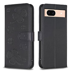 Leather Case Stands Flip Flowers Cover Holder BF1 for Google Pixel 8a 5G Black