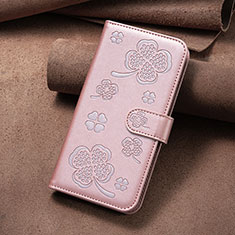 Leather Case Stands Flip Flowers Cover Holder BF2 for Oppo A16 Rose Gold