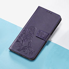 Leather Case Stands Flip Flowers Cover Holder for Google Pixel 6 5G Purple