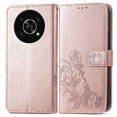 Leather Case Stands Flip Flowers Cover Holder for Huawei Enjoy 50 Pro Rose Gold