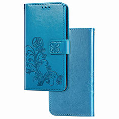 Leather Case Stands Flip Flowers Cover Holder for Huawei Mate 40 Pro Blue