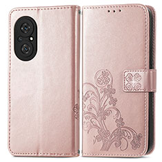 Leather Case Stands Flip Flowers Cover Holder for Huawei Nova 9 SE Rose Gold