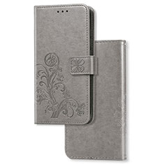 Leather Case Stands Flip Flowers Cover Holder for Huawei P40 Lite 5G Gray