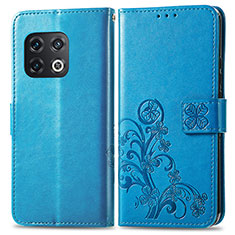 Leather Case Stands Flip Flowers Cover Holder for OnePlus 10 Pro 5G Blue