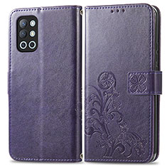 Leather Case Stands Flip Flowers Cover Holder for OnePlus 9R 5G Purple