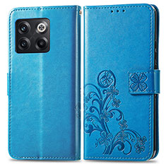 Leather Case Stands Flip Flowers Cover Holder for OnePlus Ace Pro 5G Blue