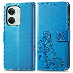 Leather Case Stands Flip Flowers Cover Holder for OnePlus Nord 3 5G Blue