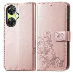 Leather Case Stands Flip Flowers Cover Holder for OnePlus Nord CE 3 Lite 5G Rose Gold