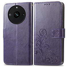 Leather Case Stands Flip Flowers Cover Holder for Realme 11 Pro 5G Purple