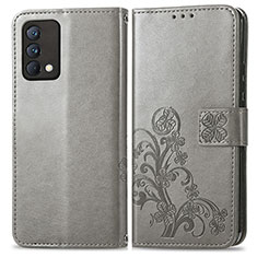 Leather Case Stands Flip Flowers Cover Holder for Realme GT Master 5G Gray