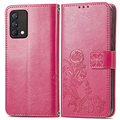 Leather Case Stands Flip Flowers Cover Holder for Realme GT Master 5G Hot Pink